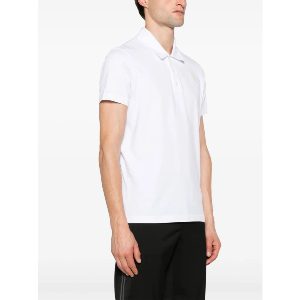 Moncler Wit Katoenen Poloshirt met Logopatch White Heren