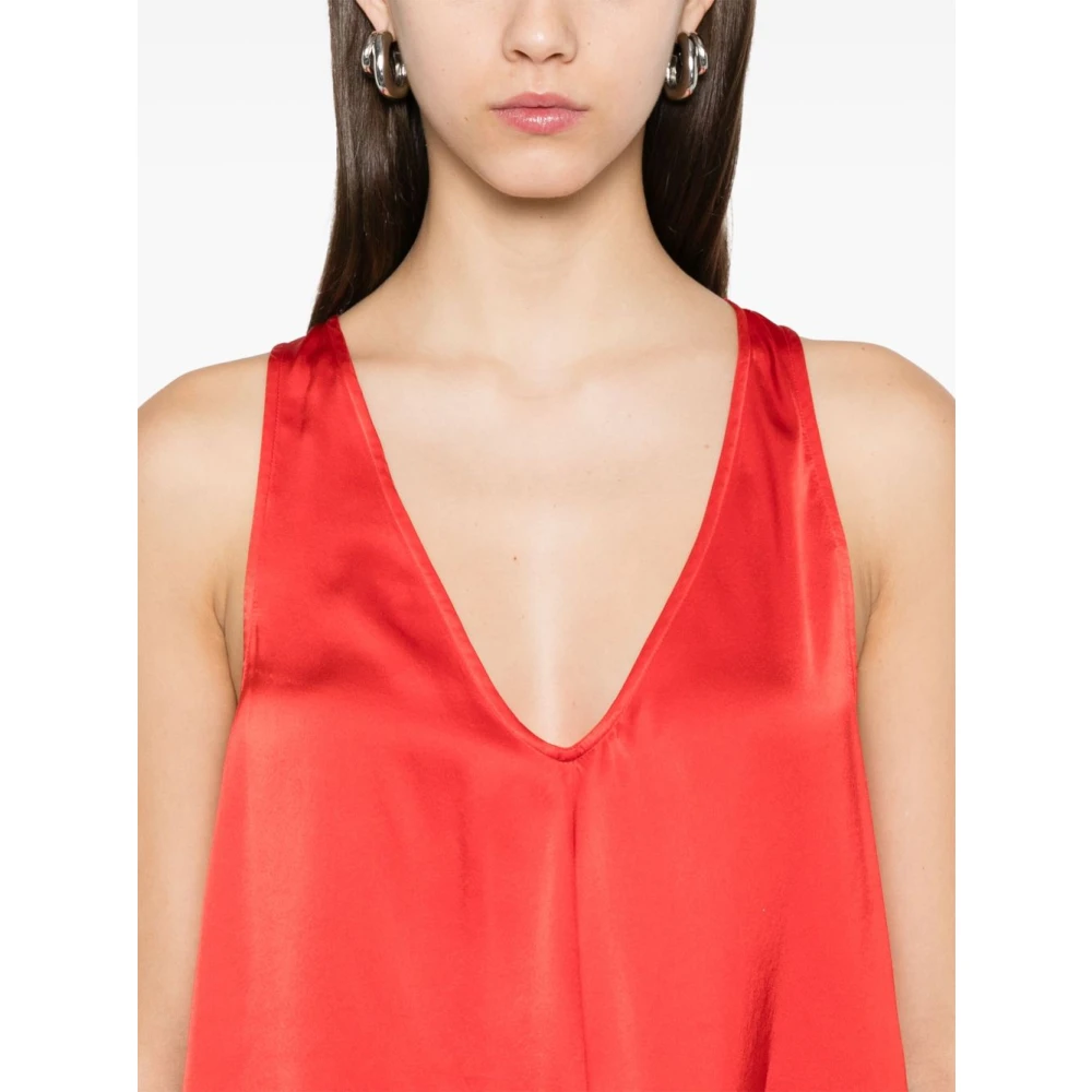Forte V-hals Mouwloze Top Kardinaal Rood Orange Dames