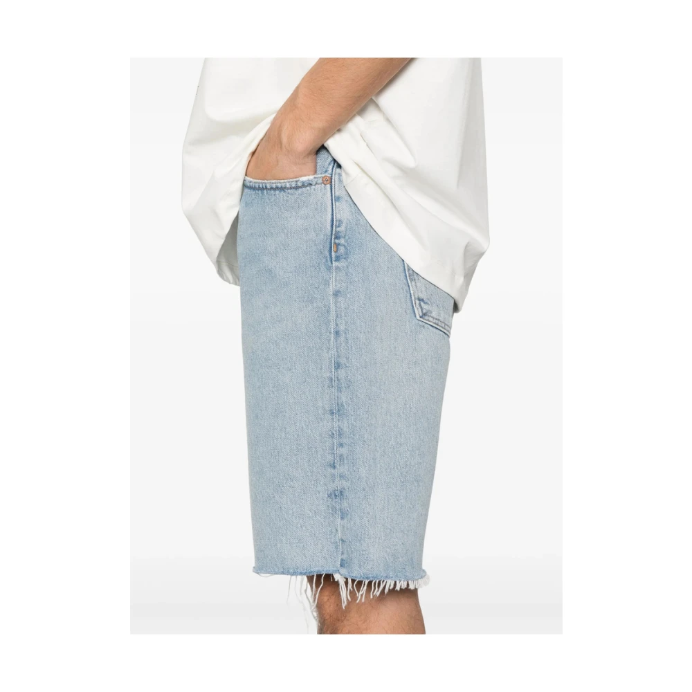 Agolde Blauwe Knoopsluiting Raffelzoom Jeans Blue Heren