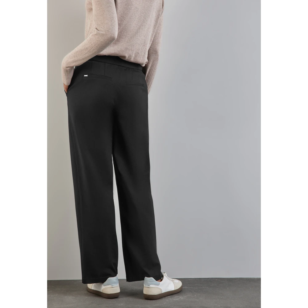 Street One High Waist Straight Leg Casual Broek Black Dames