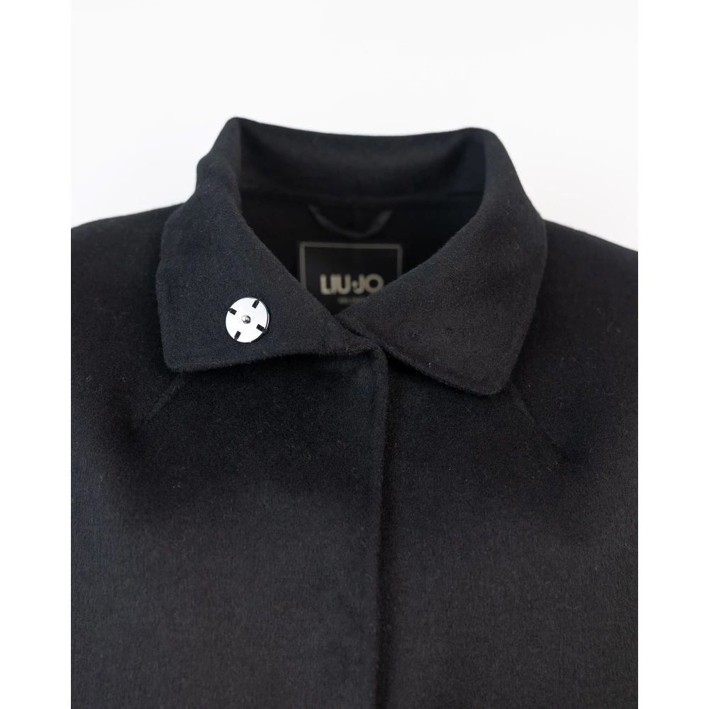 Liu Jo Minimalistische Zwarte Jas Regular Fit Black Dames