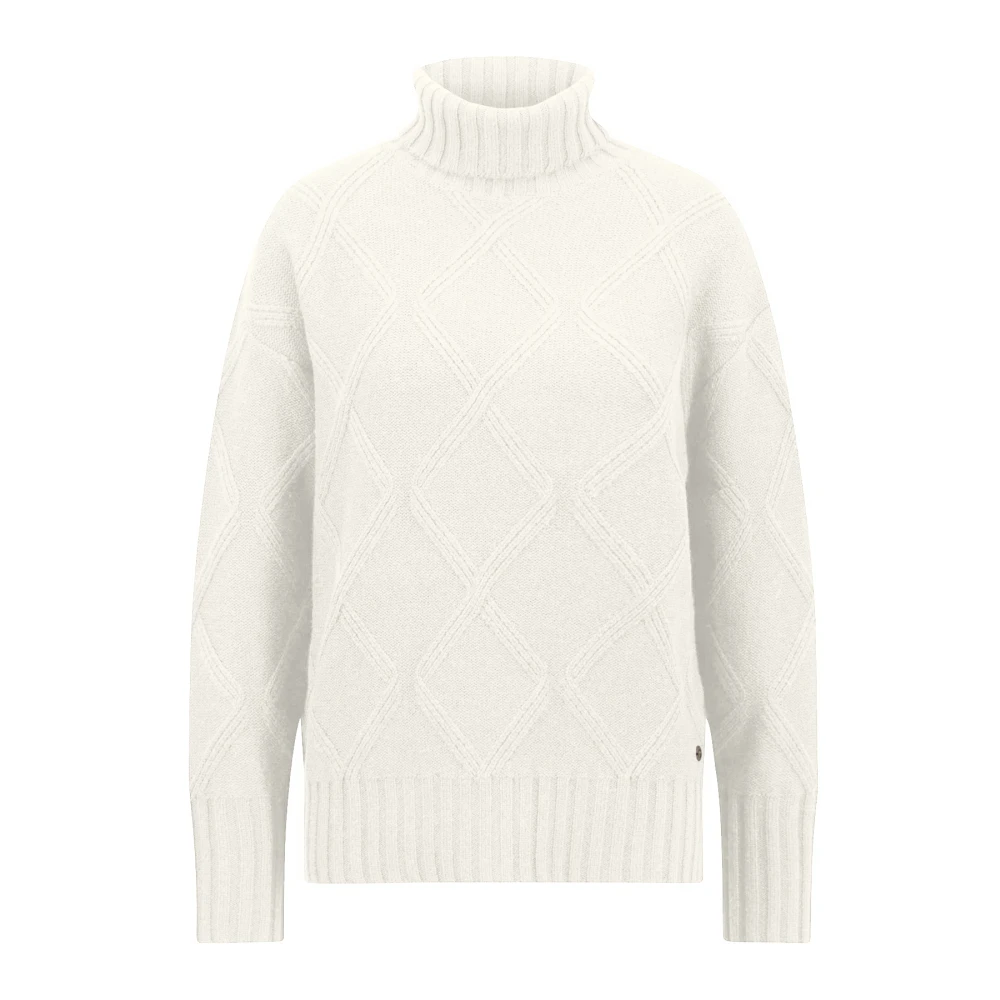 FYNCH-HATTON Softwool Rhombus Rollneck Sweater White Dames