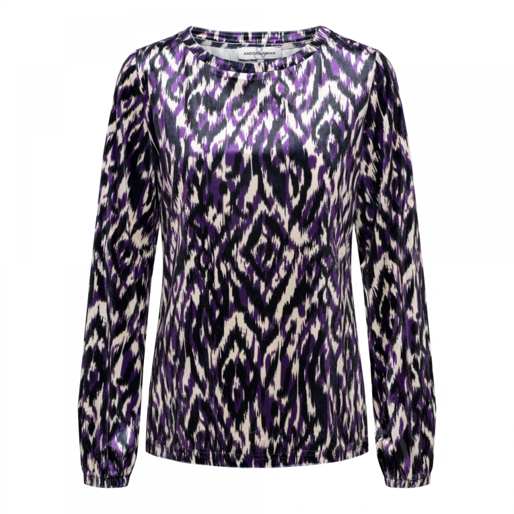 &Co Woman Paarse Ikat Velvet Top Purple Dames