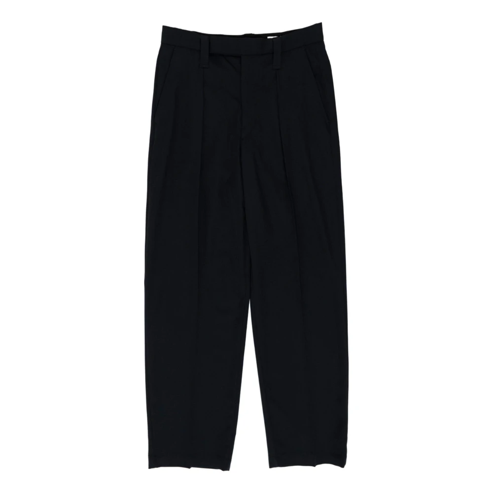 Lemaire Stijlvolle One Pleat Straight Trousers Black Heren