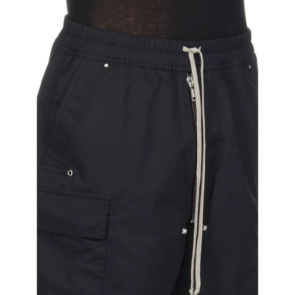 Rick Owens Zwarte knielange casual shorts met cargozakken Black Heren