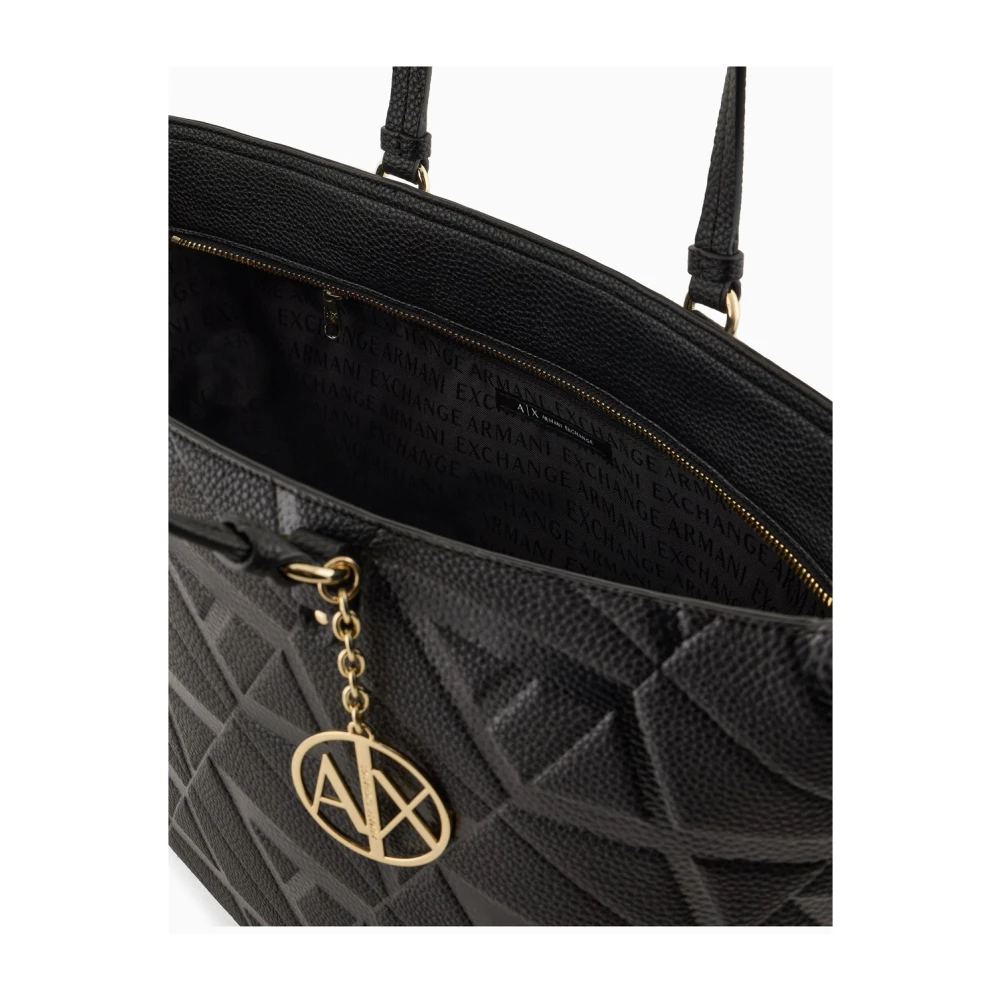 Armani Exchange Vierkante Zwarte Shopper Tas Black Dames