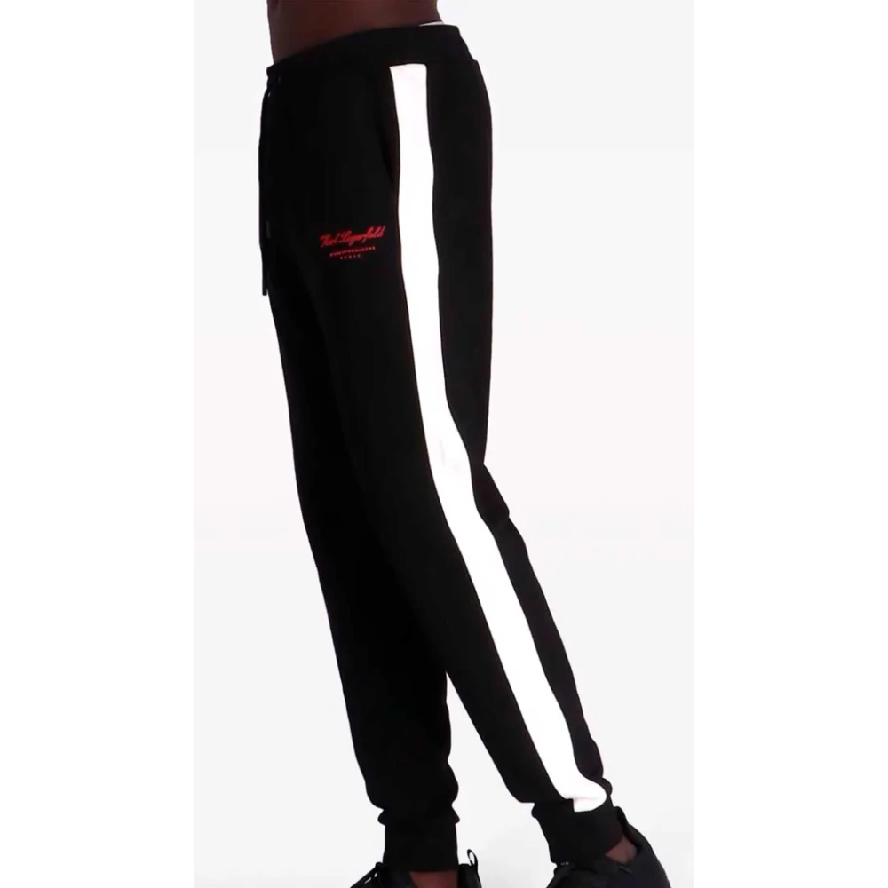 Karl Lagerfeld Logo Sweatpants met witte streep Black Heren