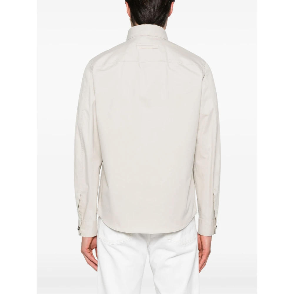 Ermenegildo Zegna Katoenen overhemdjasje met stretchstof Beige Heren