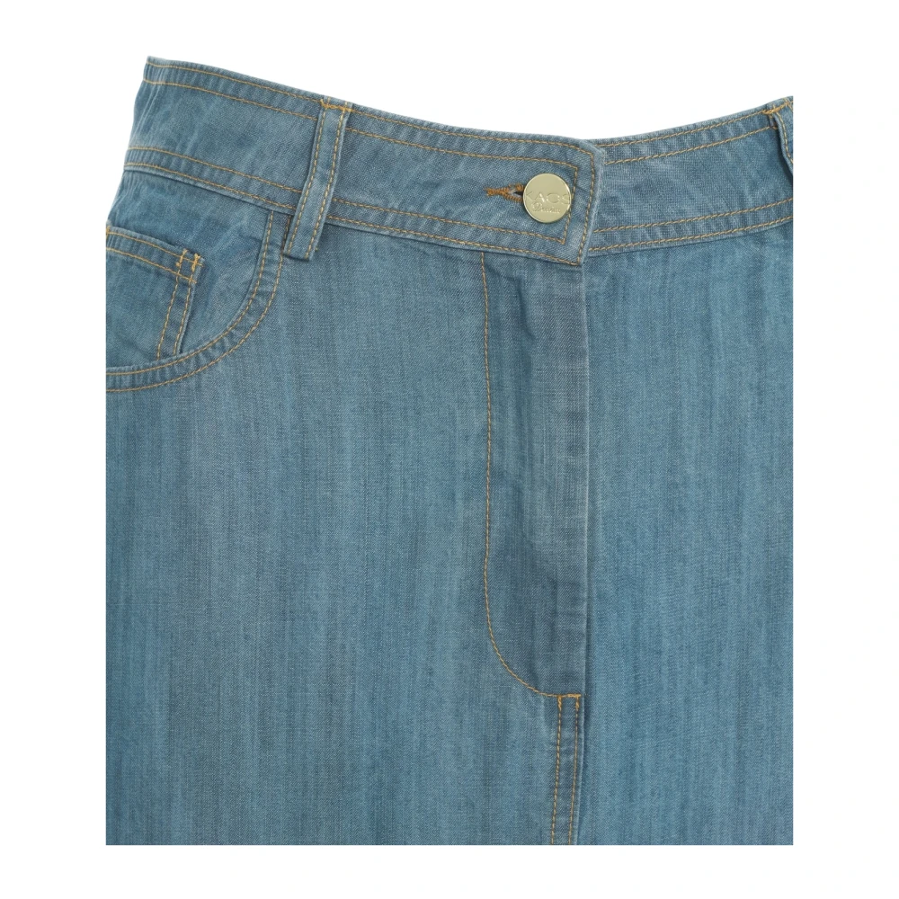 Kaos Blauwe Flared Maxi Rok met Metalen Details Blue Dames