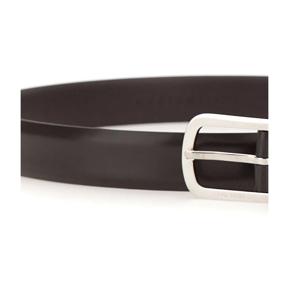 Orciani Bruin Leren Riem met Zilveren Gesp Brown Heren