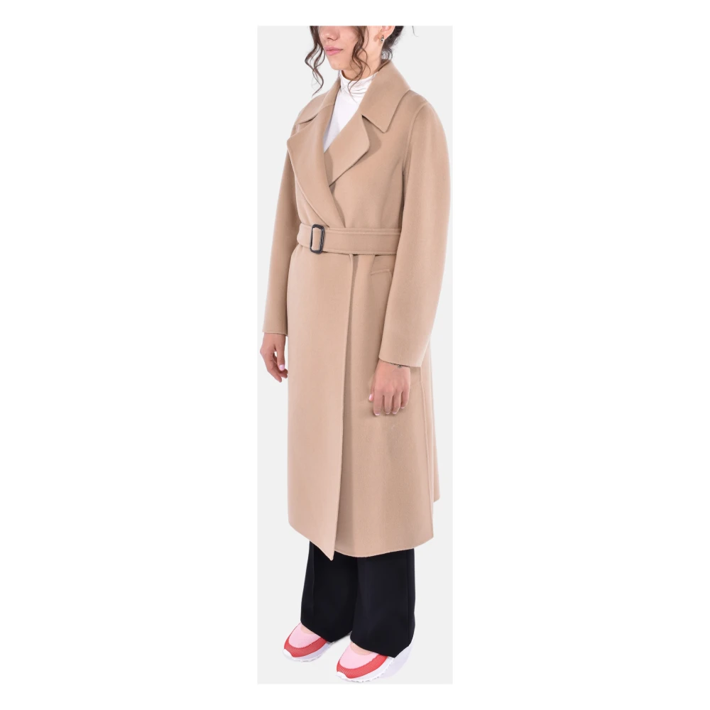 Max Mara Weekend Lange wollen jas met sjaalkraag Brown Dames