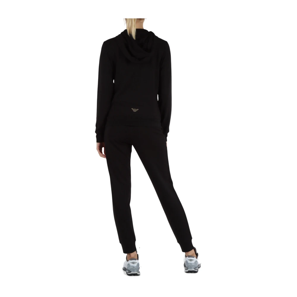 Emporio Armani EA7 Viscose trainingspak met rits hoodie en broek Black Dames