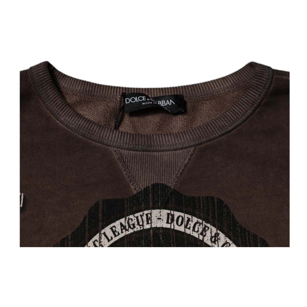 Dolce & Gabbana Logo Print Pullover Trui in bruin Brown Heren