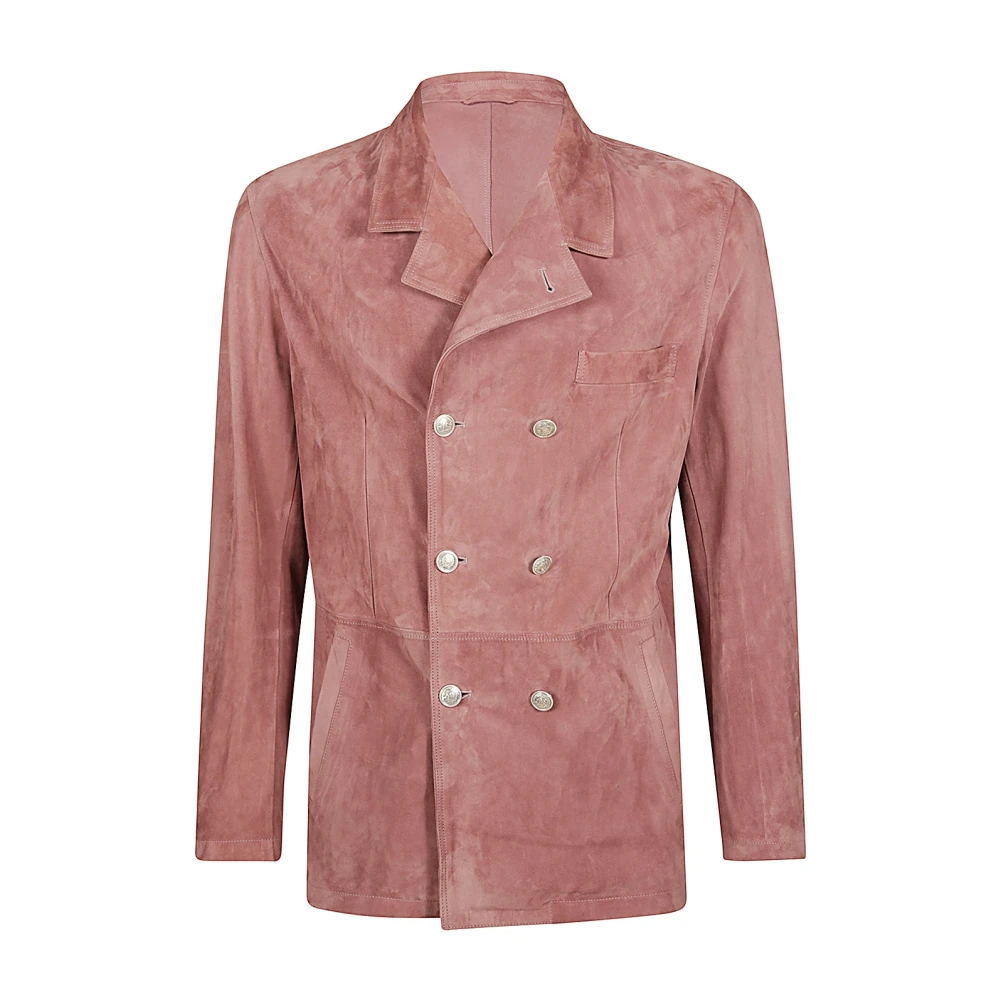 Eleventy Dubbelborst suede leren jas Pink Heren