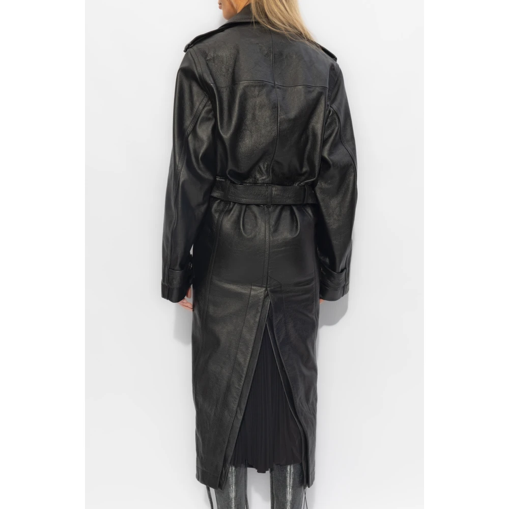 Balenciaga Leren Trenchcoat Black Dames