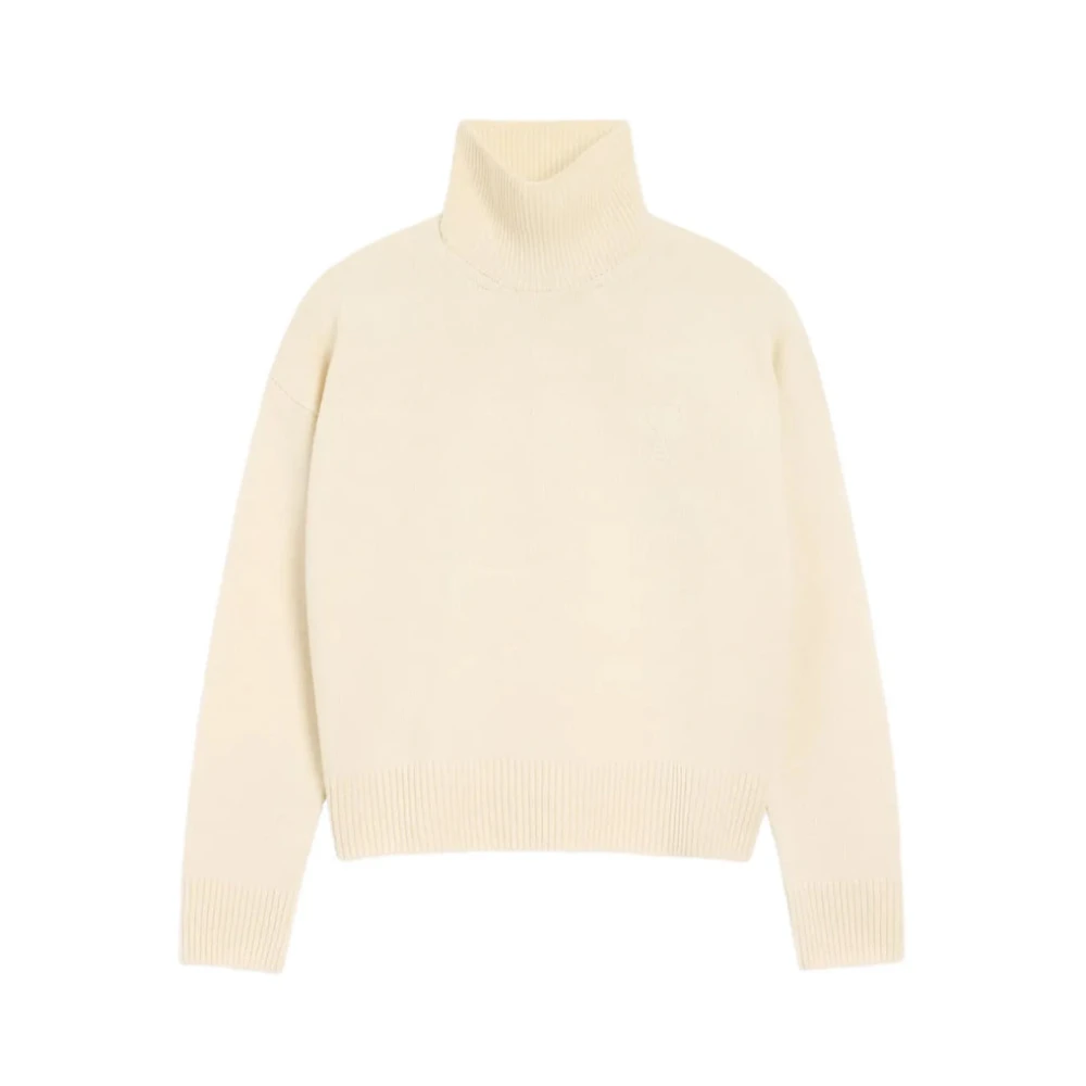 Ami Paris Mujer Beige - De Coeur Funnel Neck Sweater- Knitwear - L- De Coeur Funnel Neck Sweater