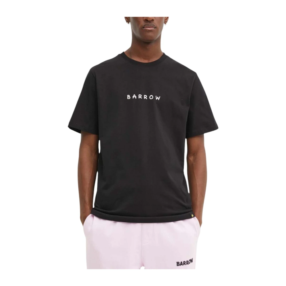 Barrow Katoenen T-shirt met Print Voor- en Achterkant Black Heren