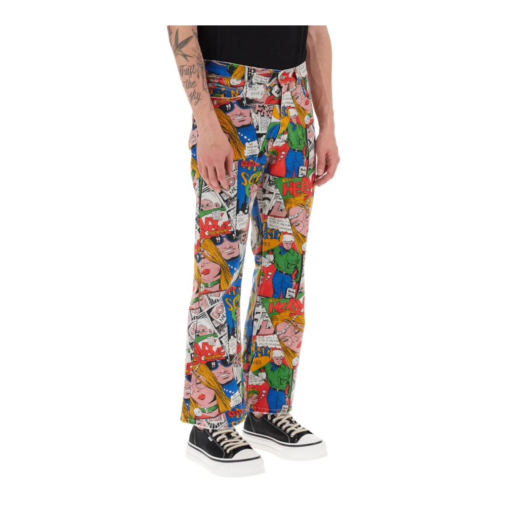 ERL Jeans met Multicolor Comic Print Multicolor Heren