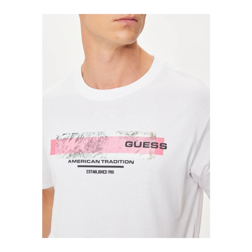 Guess Katoenen Regular Print T-Shirt White Heren