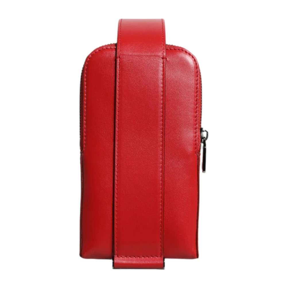 Dolce & Gabbana Rode Leren Logo Kaarthouder Portemonnee Red Heren