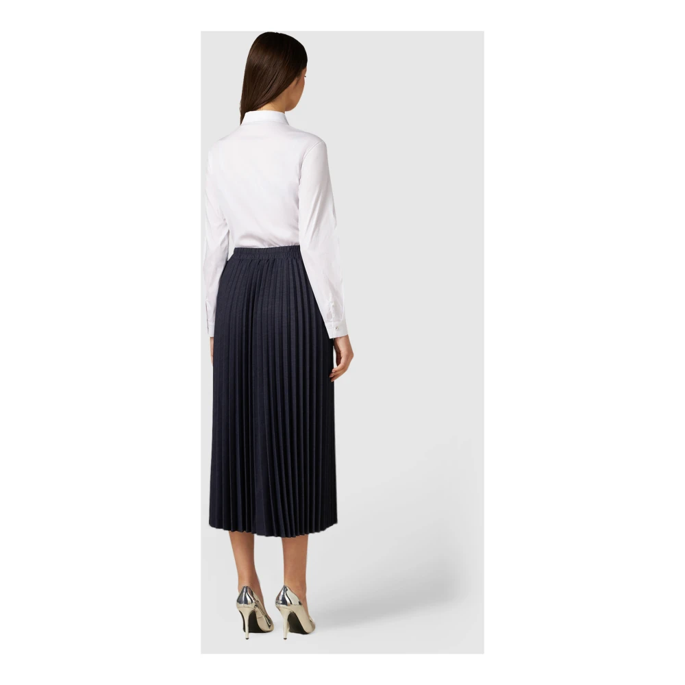 Oltre Lange Denim Plooirok Blue Dames