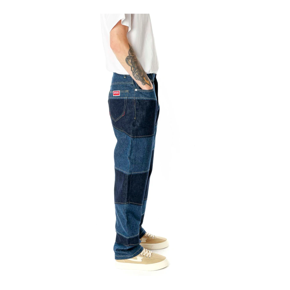Kenzo Patchwork Botan Losse Jeans Blue Heren