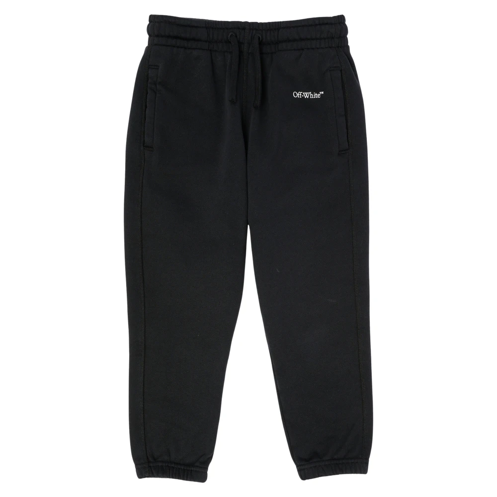 Off White Boys Black Sweatpants, 14 Y, Bookish Diagonal Joggers