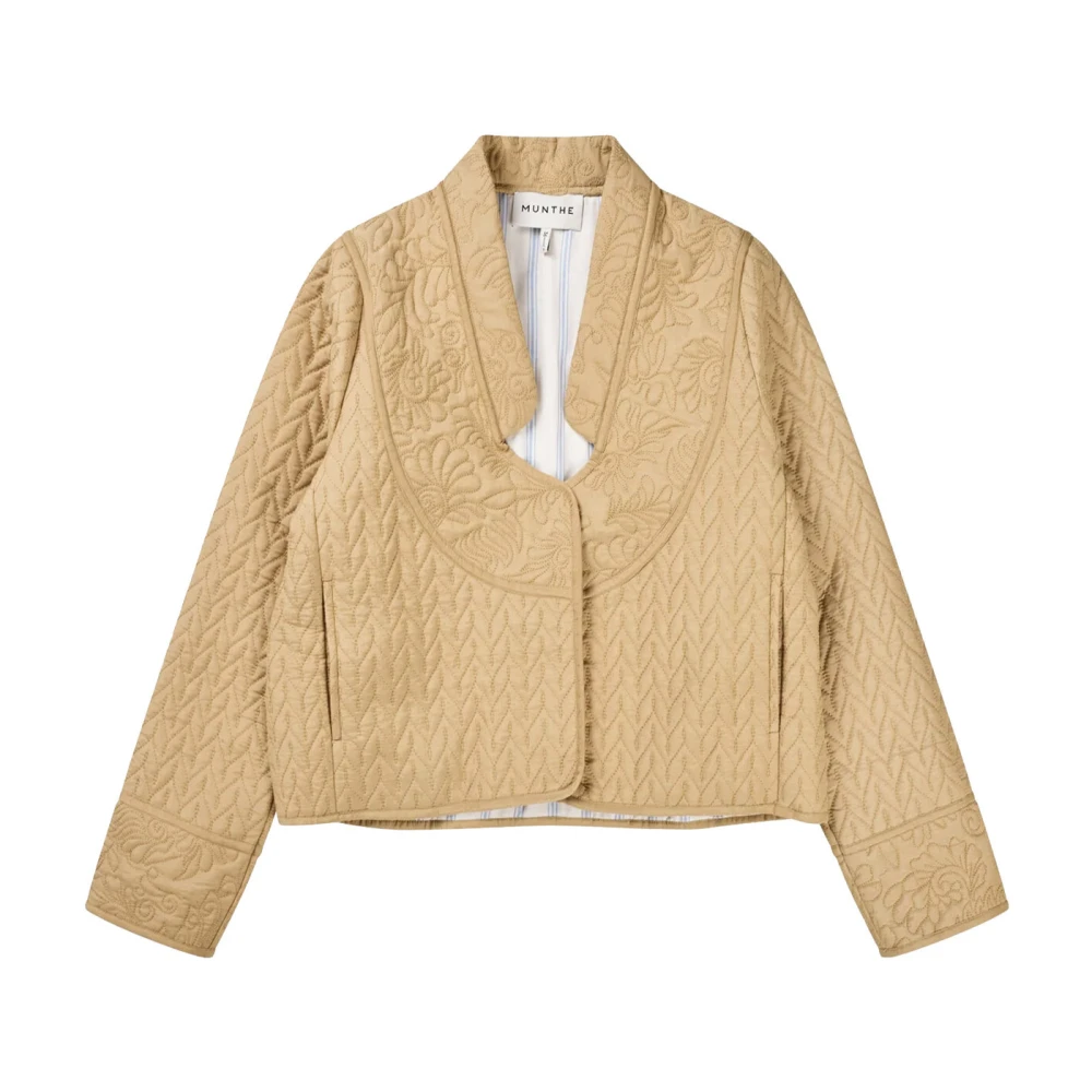 Munthe Gewatteerde Blazer met Elegante Patronen Beige Dames