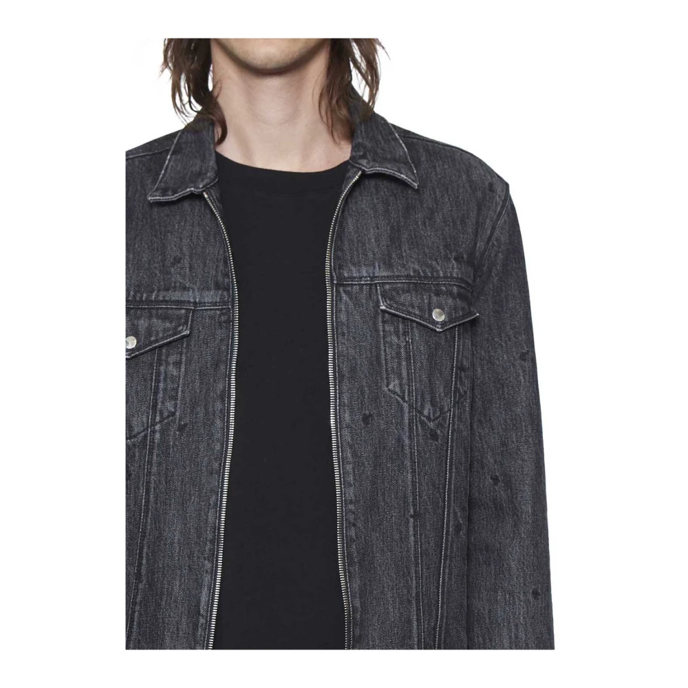 RTA Denimjack met leren band Gray Heren