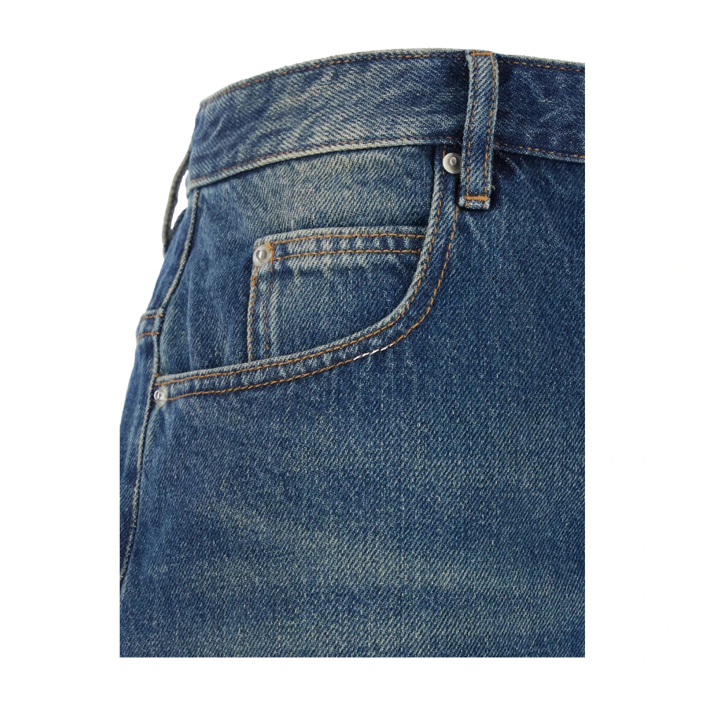 Isabel marant Blauwe Shorts met Franjezoom van Katoenmix Blue Dames