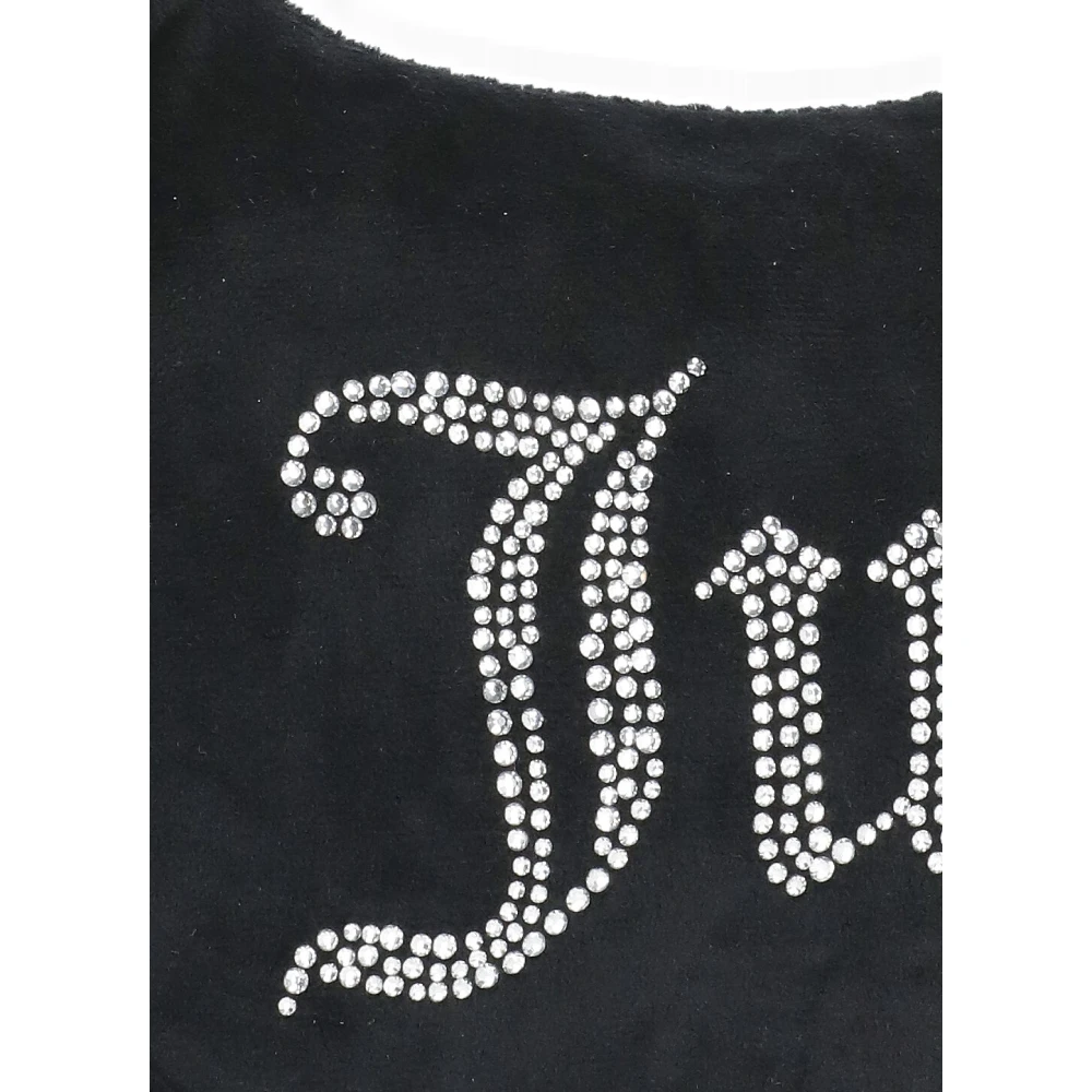 Juicy Couture Zwarte Velvet Schoudertas met Strass Logo Black Dames