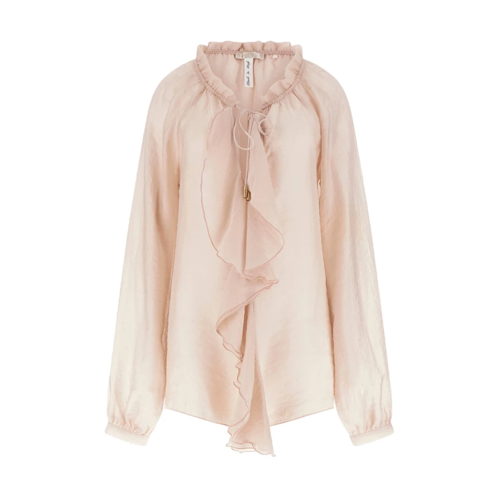 Guess Vrouw Roze Overhemden Dames, Xs, Maelys Geplooide Blouse