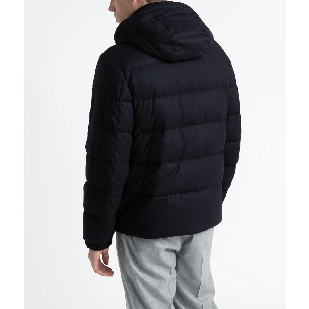 PESERICO Ganzendonsjas in kasjmier en tricot Blue Heren