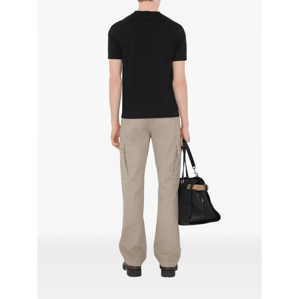 Burberry Zwarte katoenen T-shirt met Equestrian Knight Black Heren