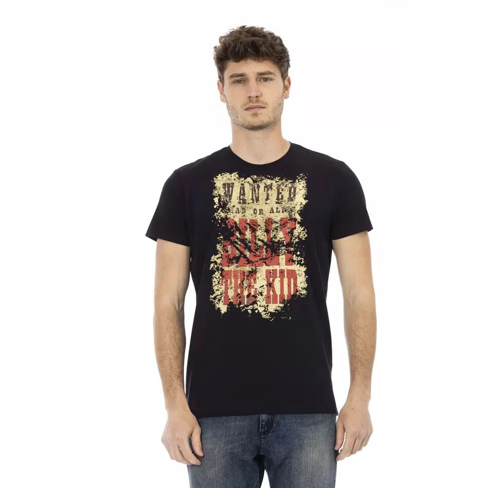 Trussardi Men's Black Cotton Blend Tee With Front Print