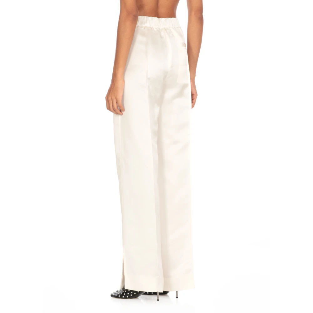 Jil Sander Elastische Taille Ivoor Viscose Blend Broek Beige Dames