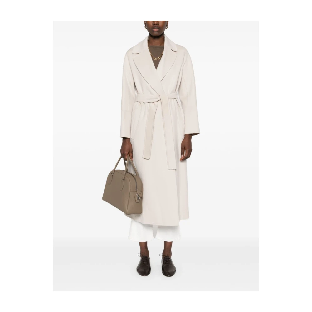Max Mara Beige Wollen Jas Klassieke Revers Beige Dames