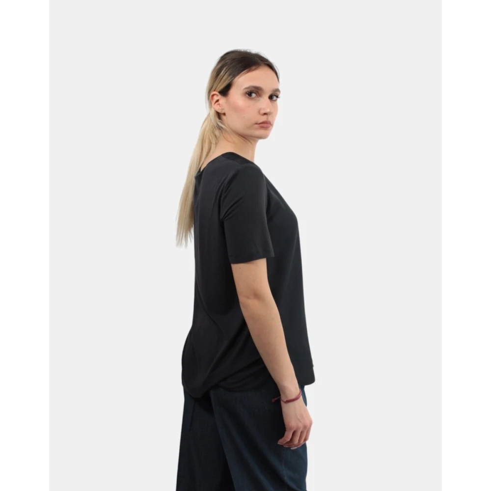 Max Mara Elegant Side-Slit Viscose Blouse Blue Dames