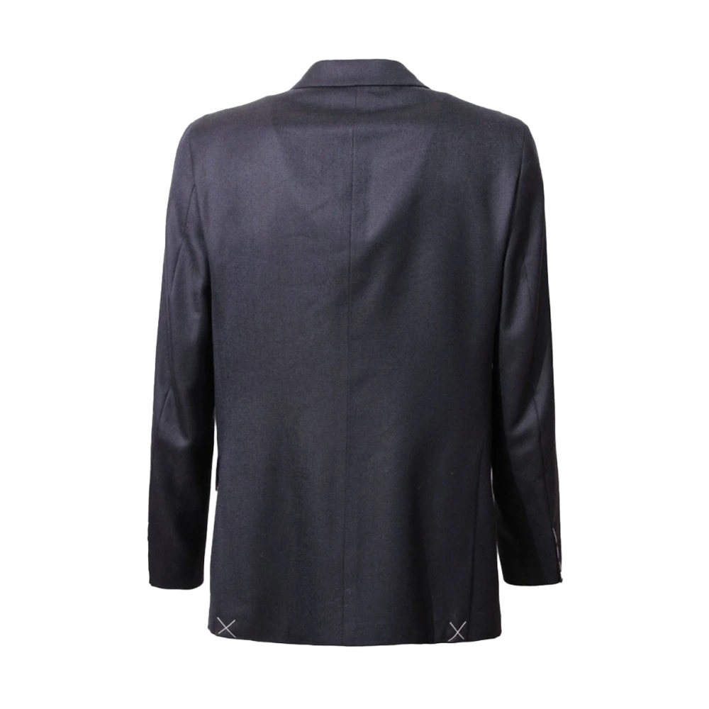 Boglioli Blauwe Wol Double-Breasted Jas Black Heren