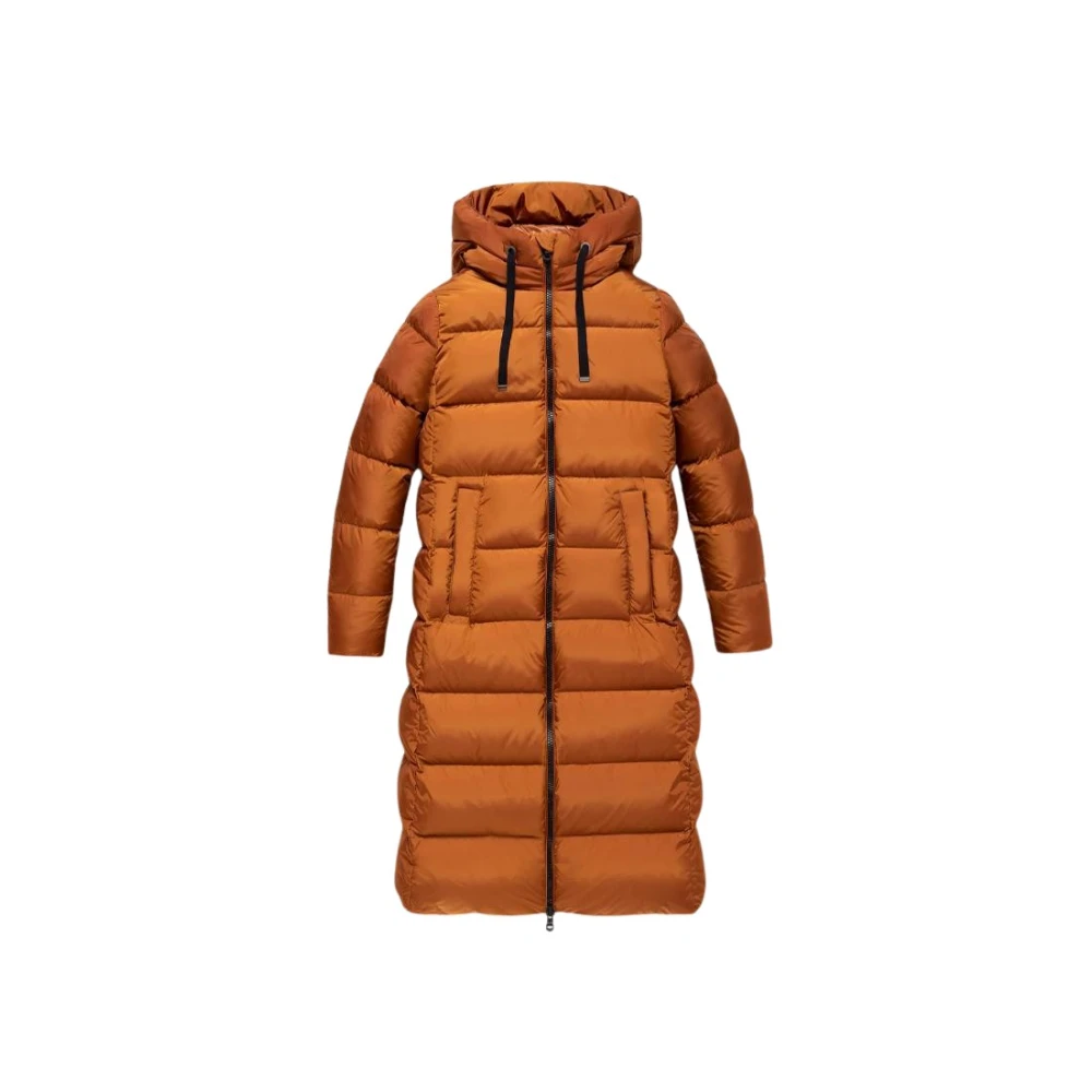 RefrigiWear Stijlvolle Donkeroranje Nylon Donsjas Orange Dames