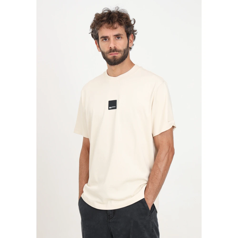 Karl Lagerfeld Heren Logo Patch T-shirt Beige Heren