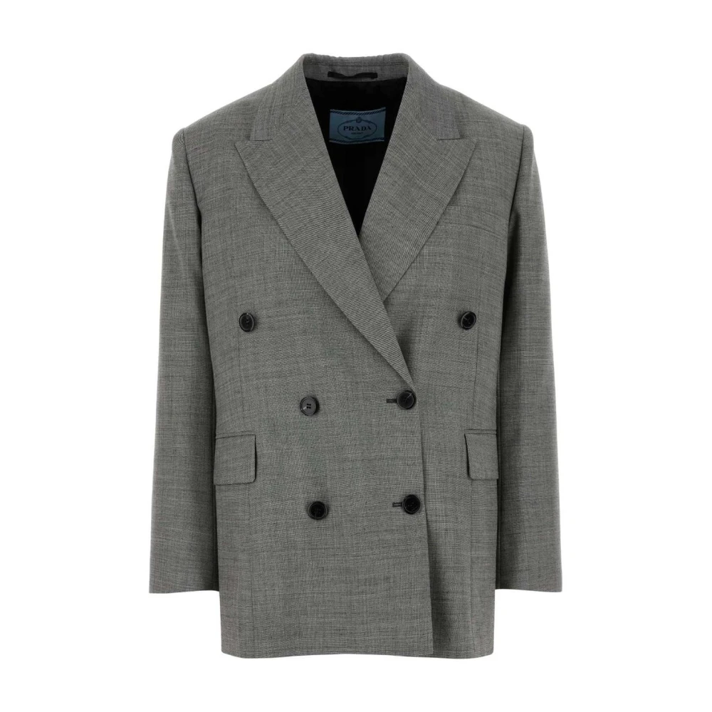Prada Grå Kavaj Med Dubbelknäppning