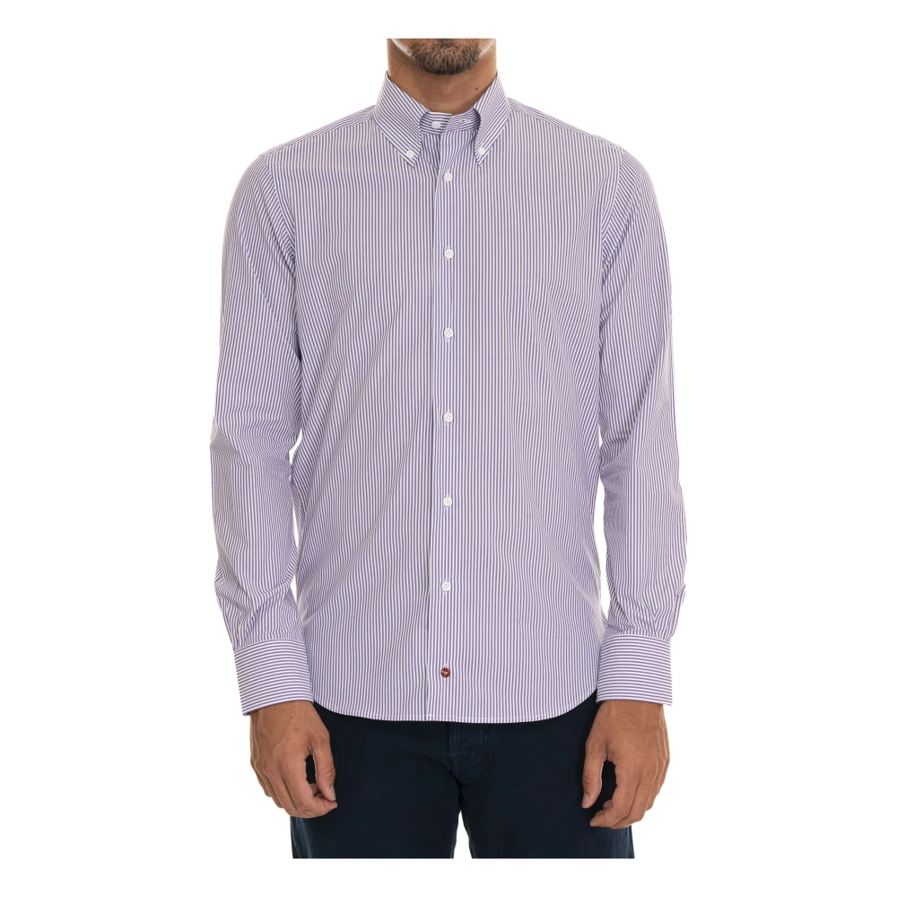 Càrrel Gestreept Button-Down Casual Overhemd Purple Heren