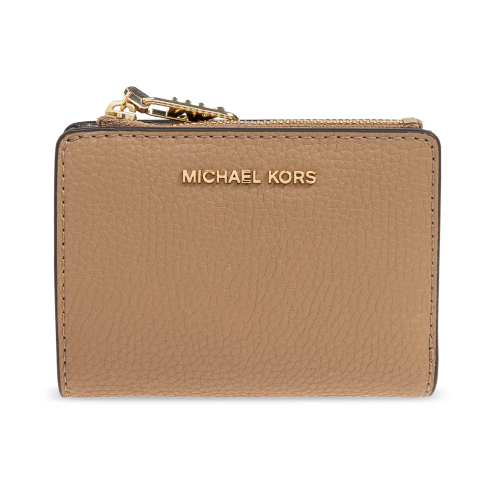 Michael Kors Korrelig leren portemonnee met drukknoopsluiting Beige Dames