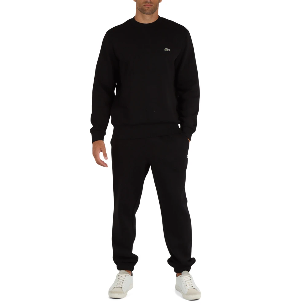 Lacoste Klassieke Fit Crewneck Sweatshirt met Voorlogo Patch Black Heren
