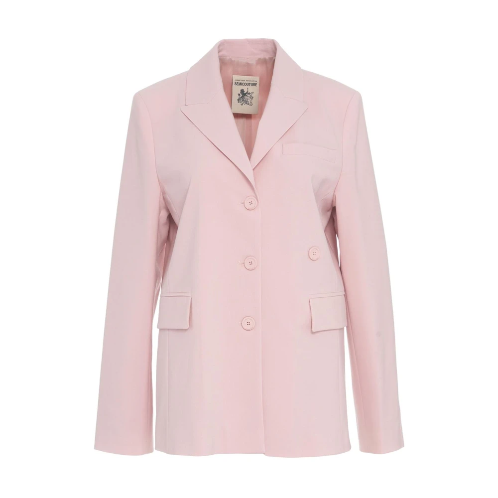 Semicouture Rosa Blazer, Elegant Stil, Chic Lager-på-lager Pink, Dam