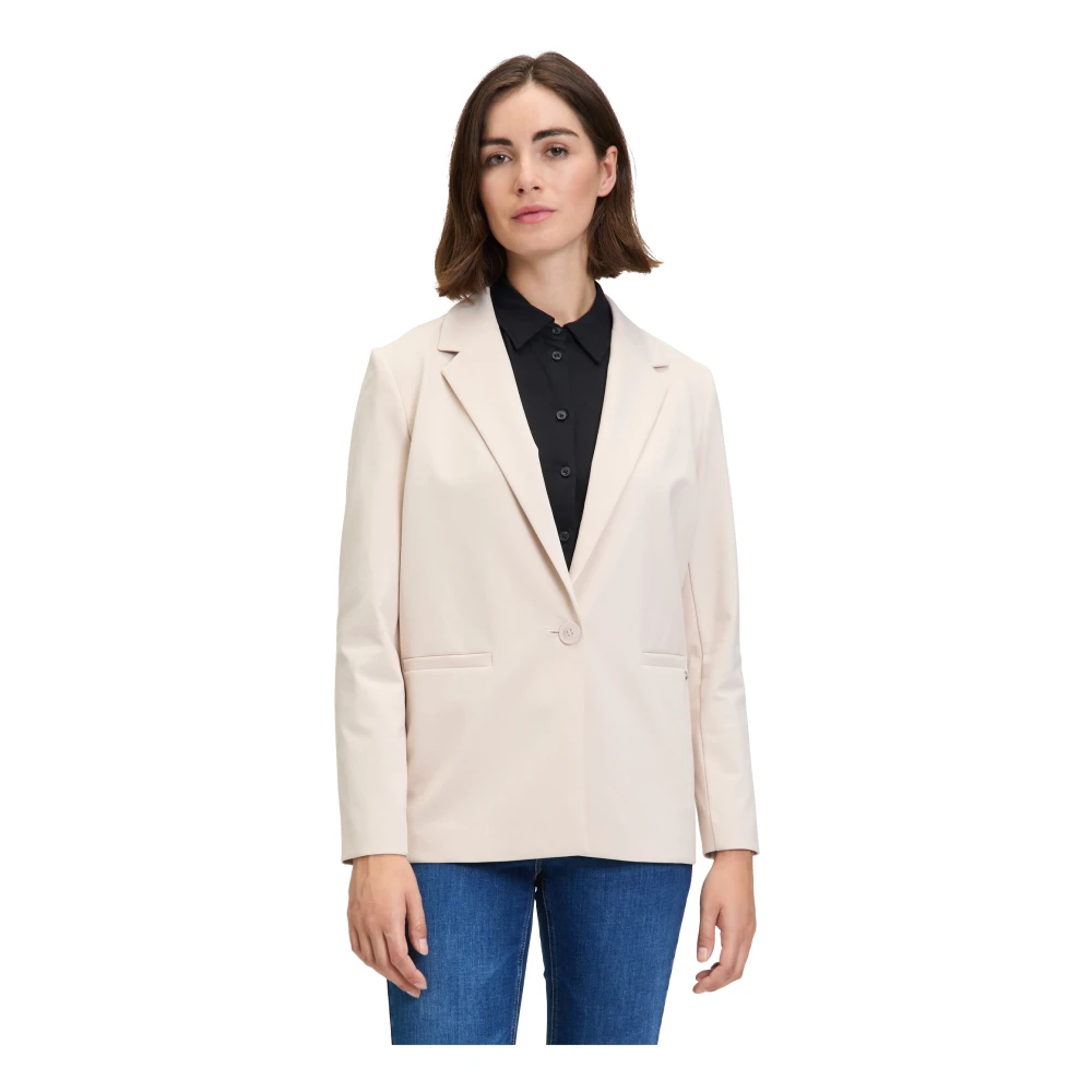 Betty & Co Langblazer Chic Trend Silhouet Elegantie Zakken Beige Dames