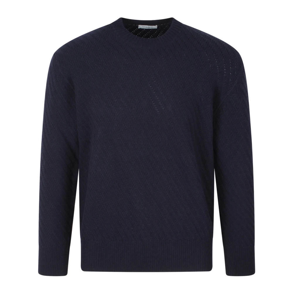 Paolo Pecora Wollen Crew-Neck Sweater Fw24 Blue Heren