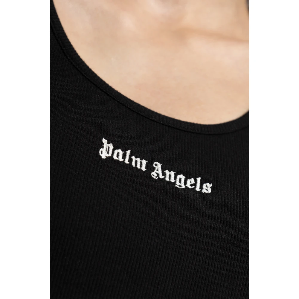 Palm Angels Top met geborduurd logo Black Dames