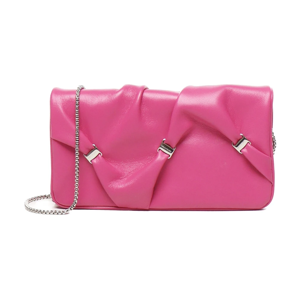 Salvatore Ferragamo Roze Lamsvacht Portemonnee met Gouden Details Pink Dames